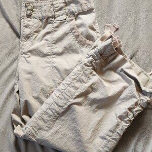 INC International Concepts Cream Pants with Tie Up Legs